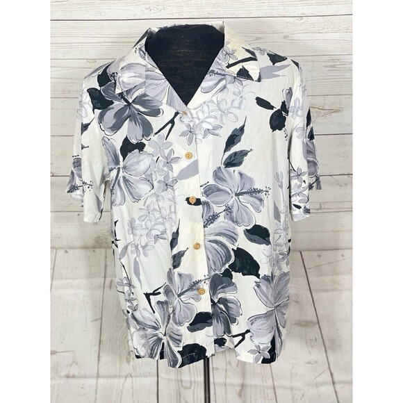 Paradise Found Watercolor Hibiscus 100% Rayon Hawaiian Shirt Mens XL  USA MADE - Picture 1 of 6